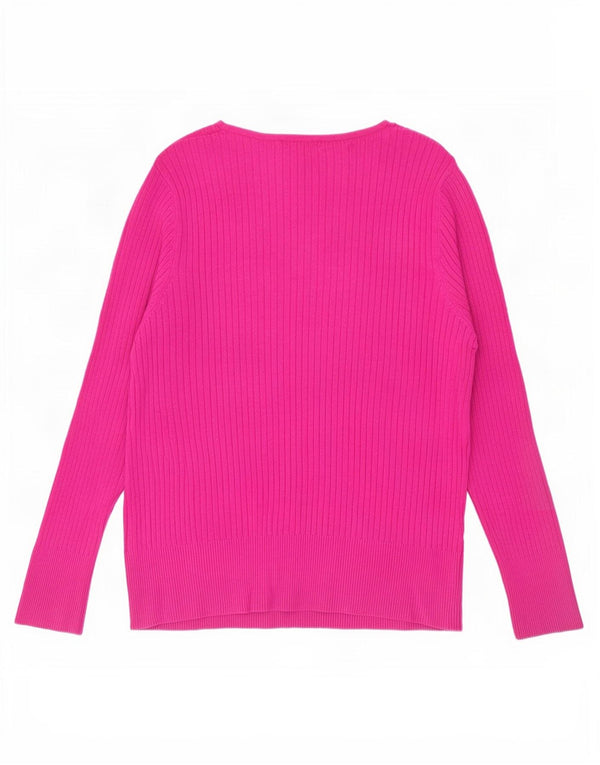 Marks & Spencer Womens V-Neck Jumper Sweater UK 22 3XL Pink Viscose