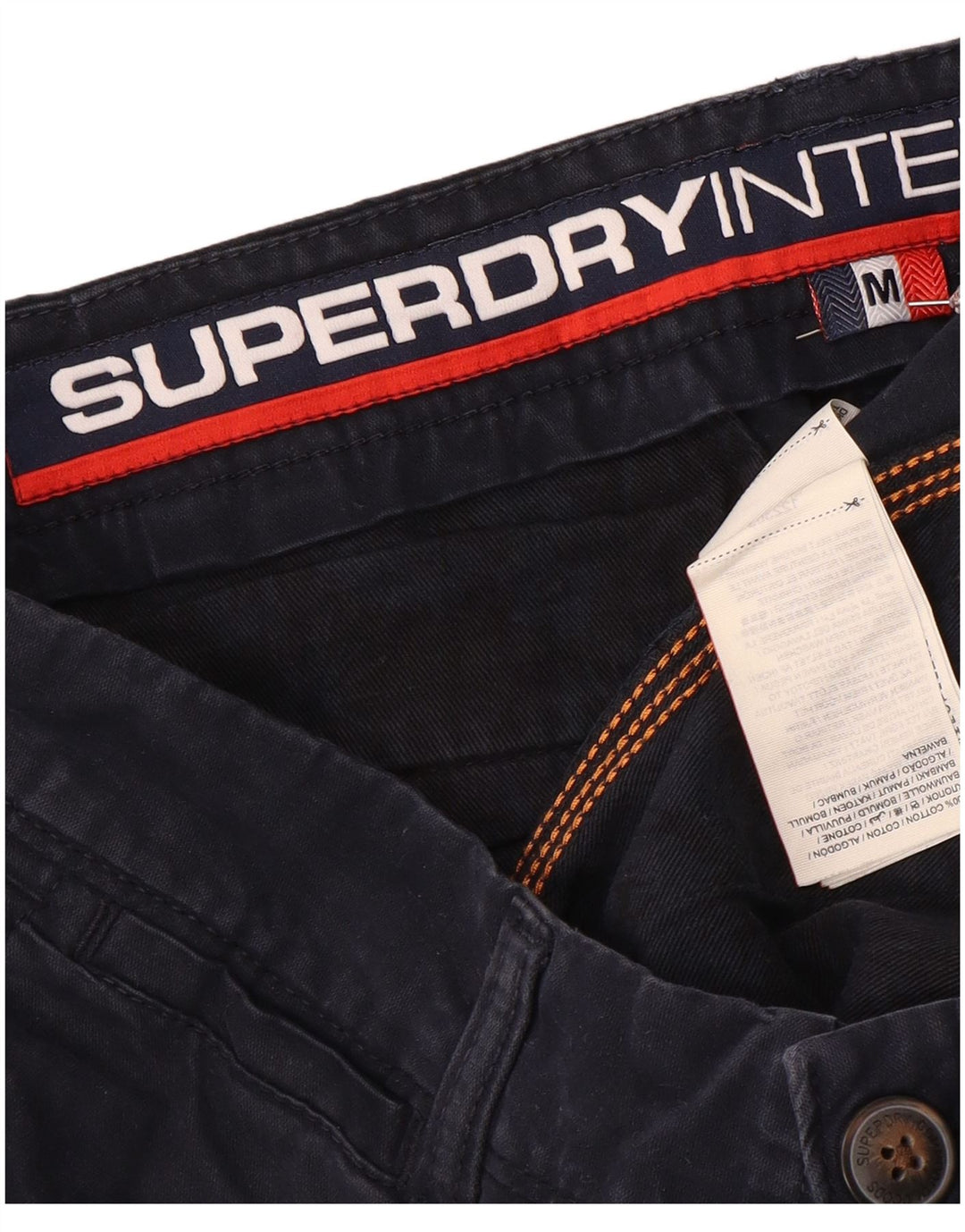 Superdry Mens Chino Shorts Medium W32 Navy Blue Cotton
