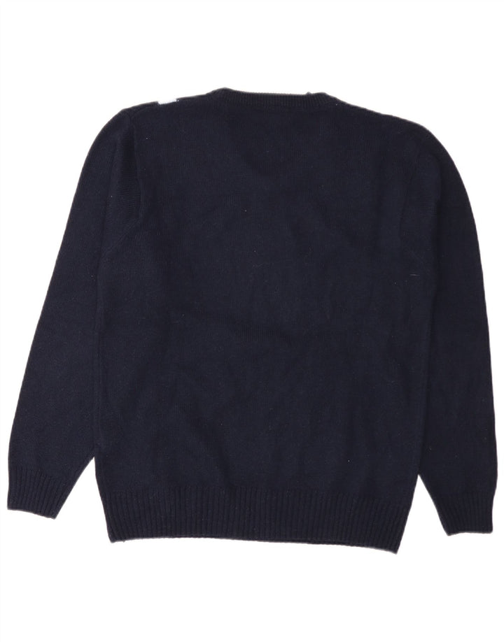 New Sensation Mens V-Neck Jumper Sweater Large Navy Blue Argyle/Diamond
