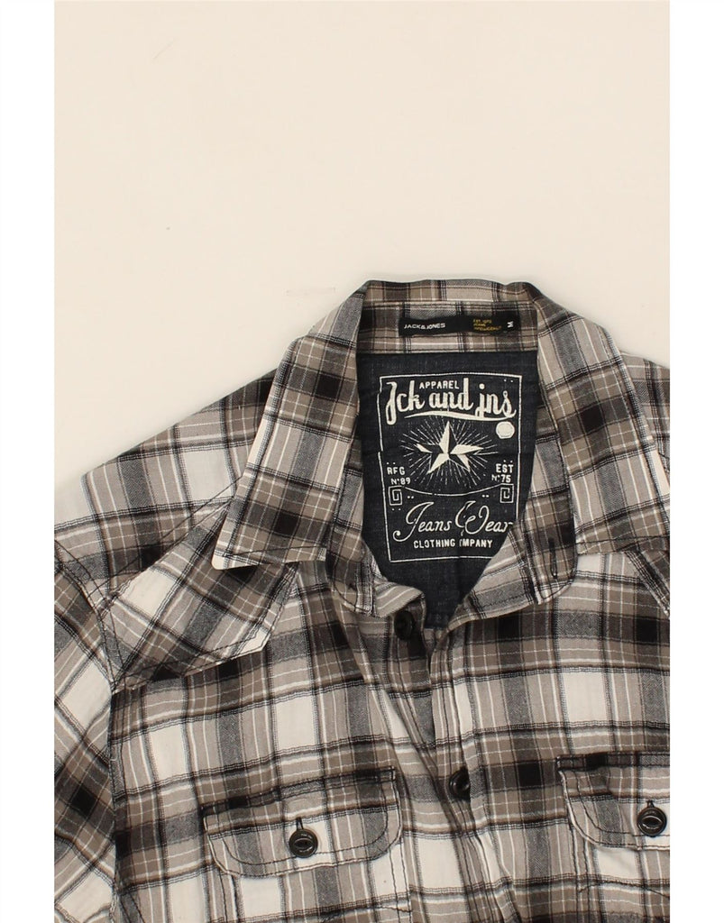 JACK & JONES Mens Flannel Shirt Medium Grey Check Cotton Vintage Jack & Jones and Second-Hand Jack & Jones from Messina Hembry 