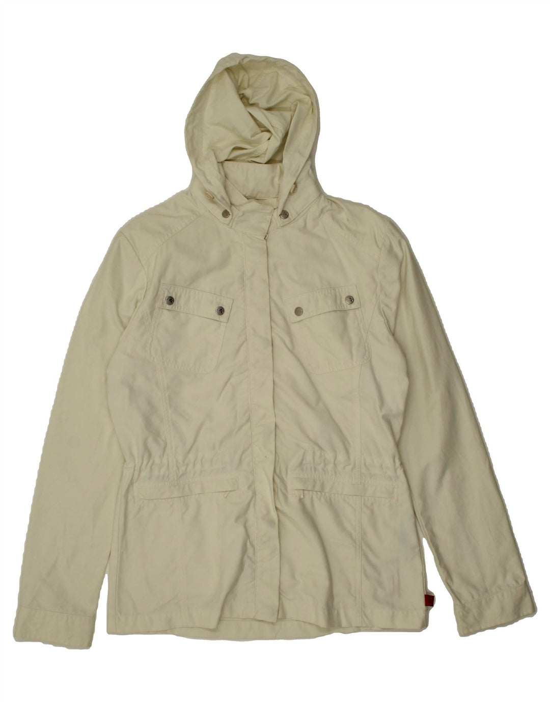 DIADORA Womens Hooded Windbreaker Jacket UK 14 Medium Off White Cotton Vintage Diadora and Second-Hand Diadora from Messina Hembry 