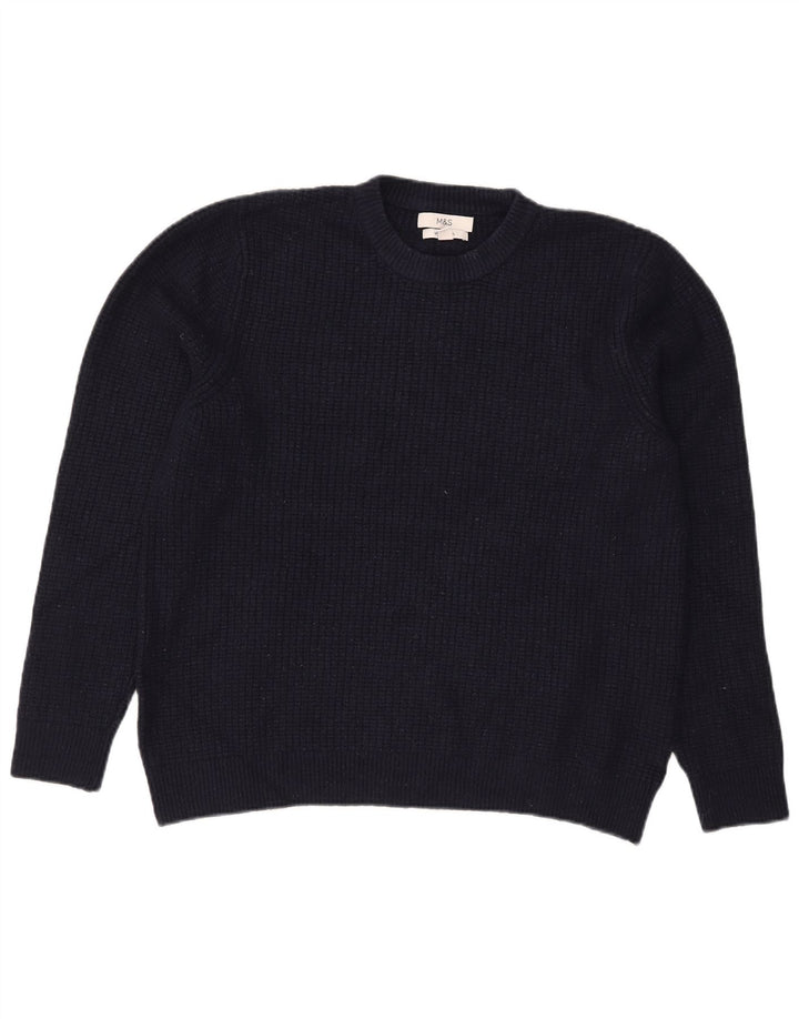 Marks & Spencer Womens Crew Neck Jumper Sweater UK 16 Large Navy Blue