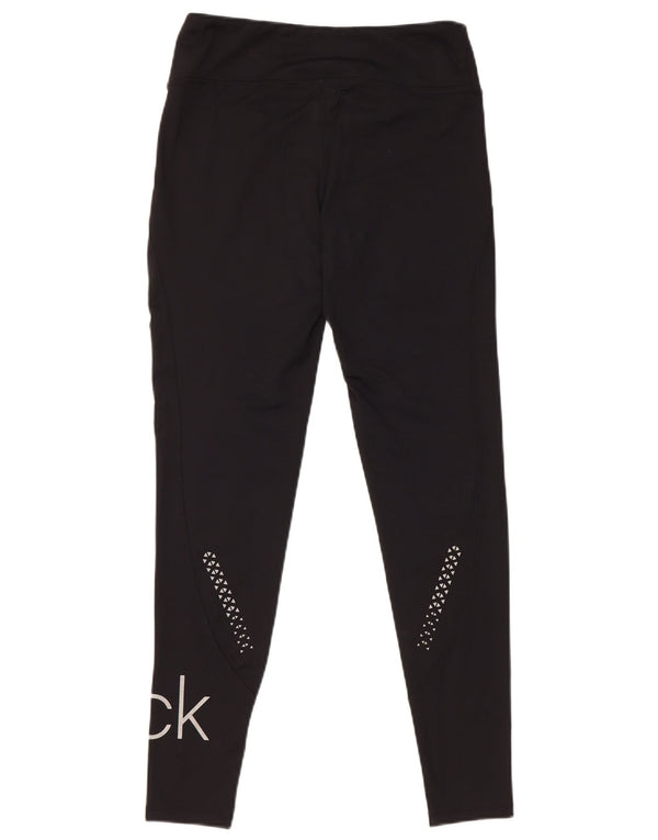 Calvin Klein Womens Golf Graphic Leggings UK 10 Small Black Polyester