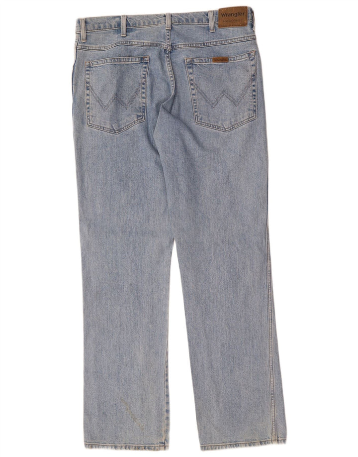 WRANGLER Mens Regular Fit Straight Jeans W36 L32  Blue Cotton