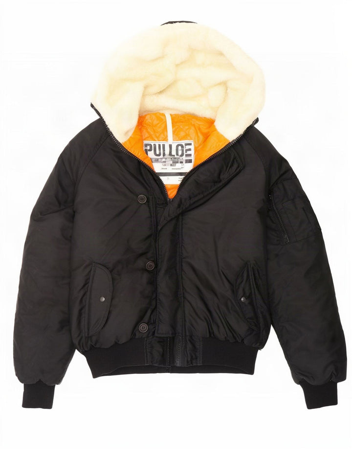 Pulloveria Mens Hooded Bomber Jacket UK 42 XL Black Polyamide