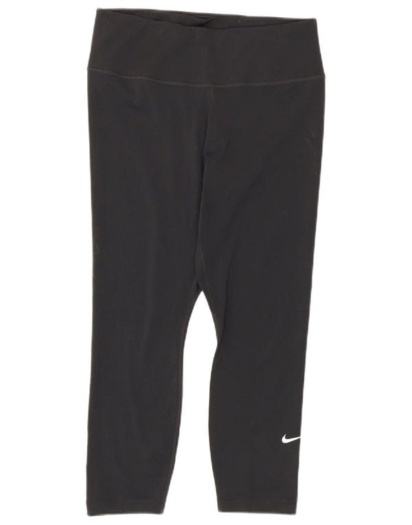 Nike Womens Dri Fit Capri Leggings UK 12 Medium Black Polyester
