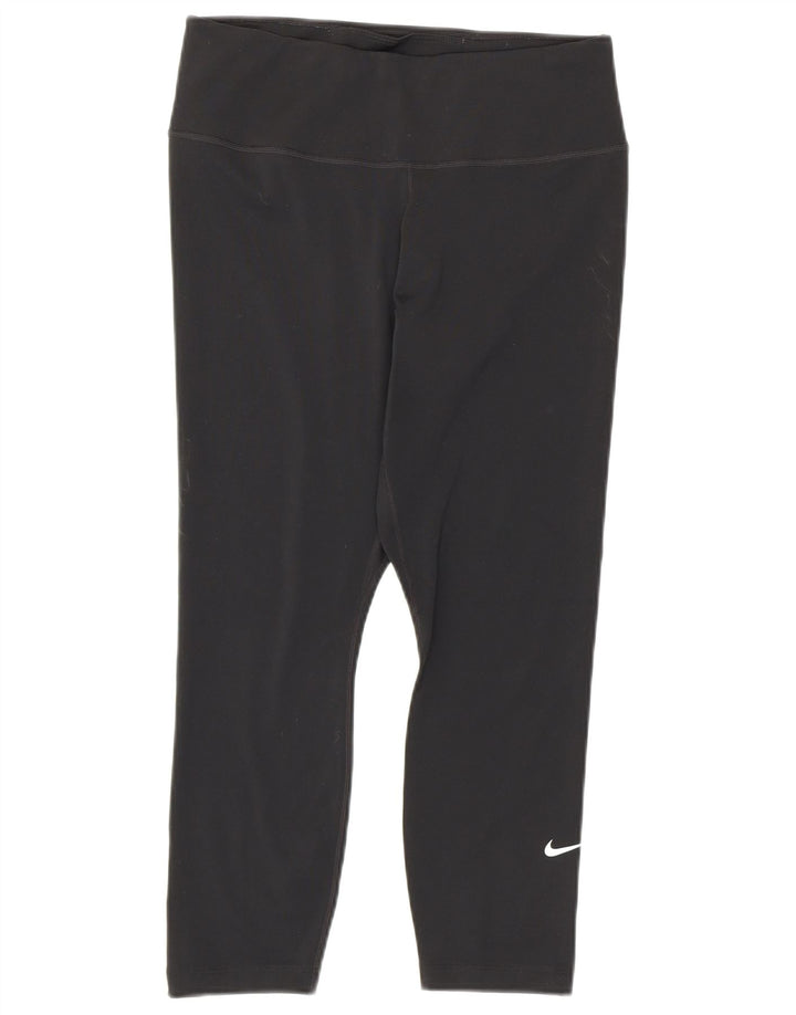 Nike Womens Dri Fit Capri Leggings UK 12 Medium Black Polyester