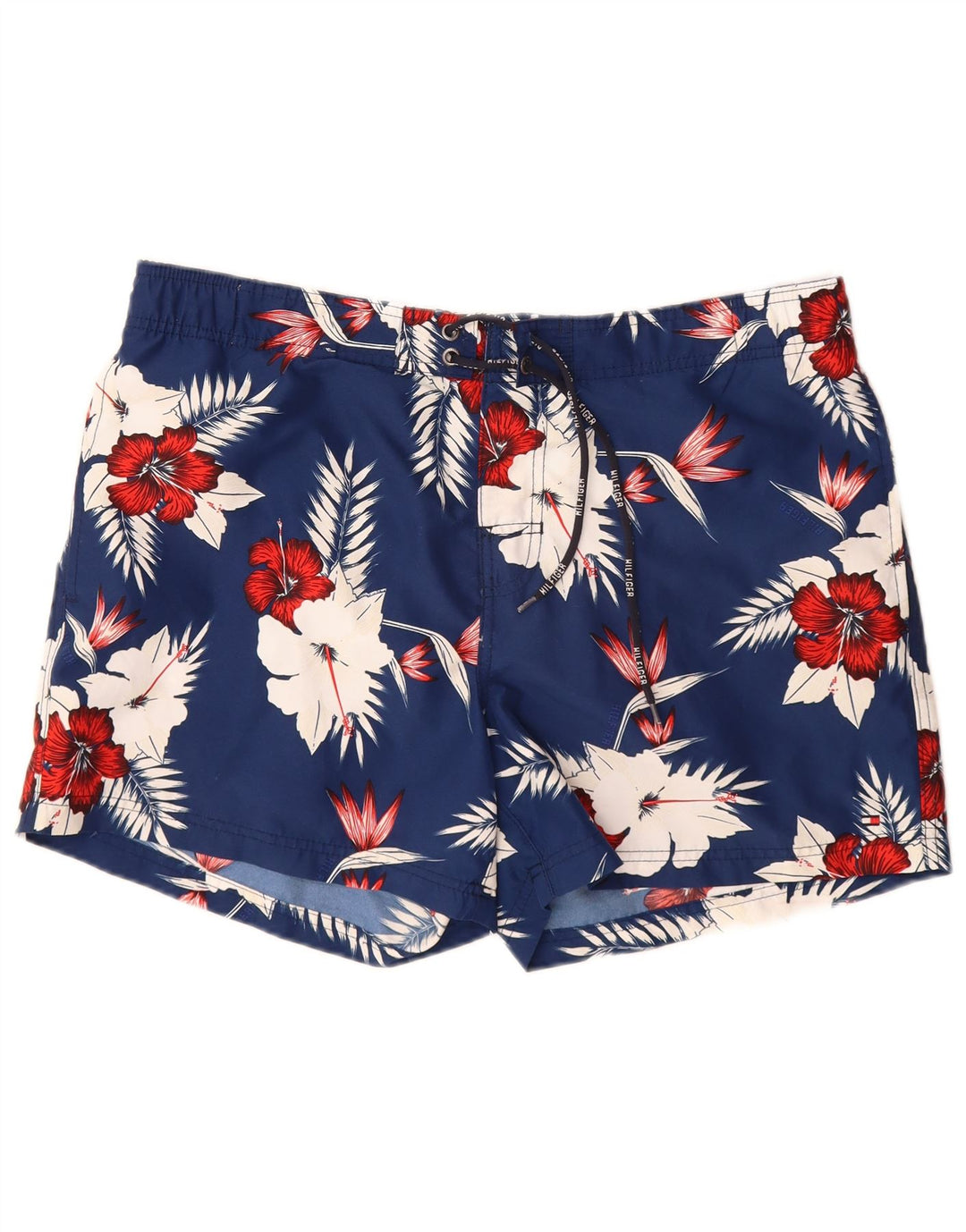 TOMMY HILFIGER Mens Swimming Shorts Large  Navy Blue Floral Polyester