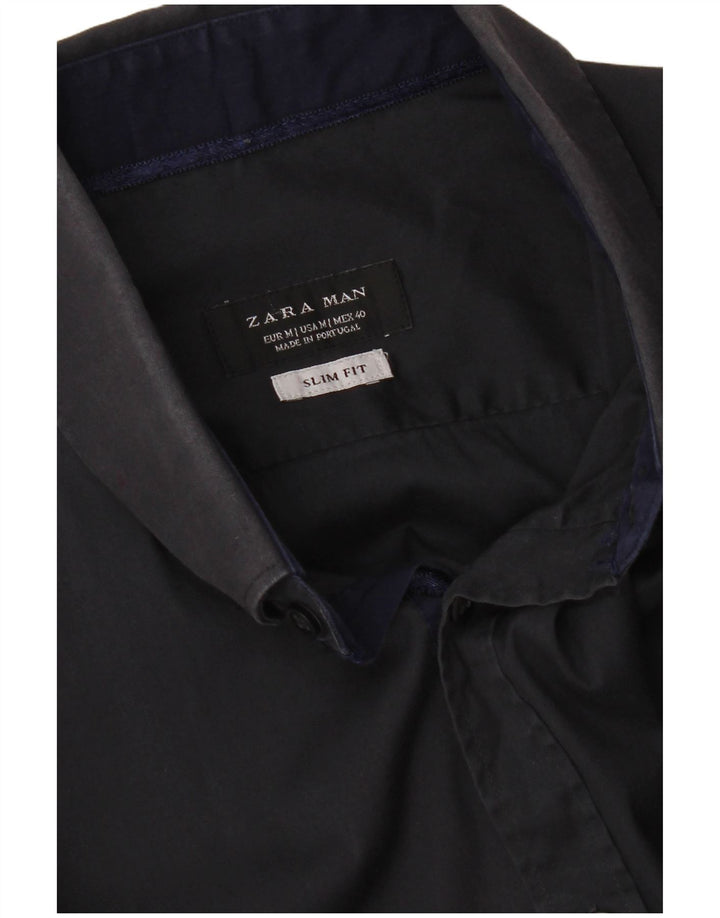 Zara Mens Slim Fit Shirt Medium Navy Blue