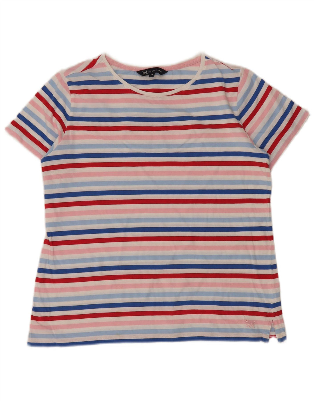 Crew Clothing Womens T-Shirt Top UK 12 Medium Multicoloured Striped Cotton