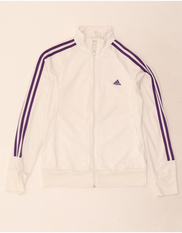 Adidas Womens Tracksuit Top Jacket UK 12/14 Medium White Polyester