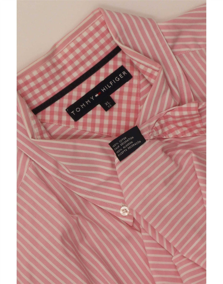 Tommy Hilfiger Mens Shirt XL Pink Striped Cotton