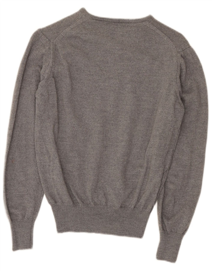 Zara Mens V-Neck Jumper Sweater Medium Grey