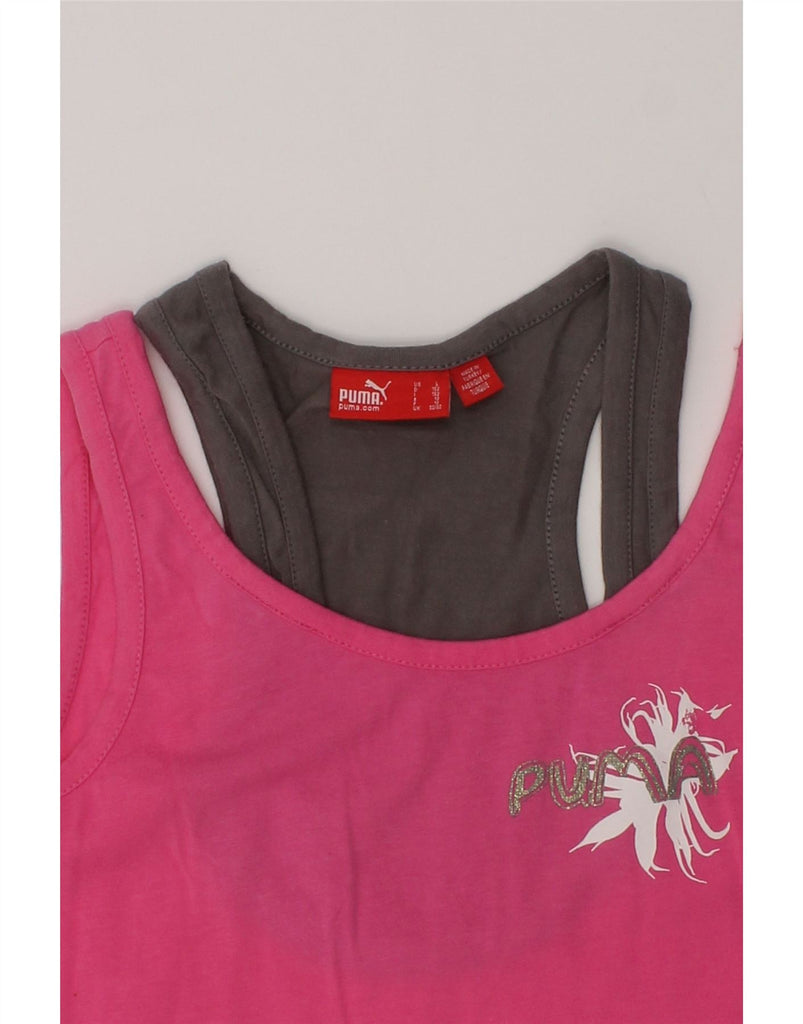 PUMA Girls Graphic Vest Top 11-12 Years Pink Cotton | Vintage Puma | Thrift | Second-Hand Puma | Used Clothing | Messina Hembry 