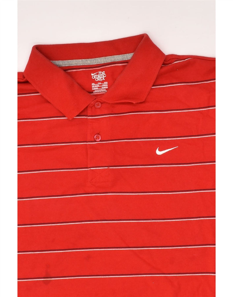 NIKE Mens Polo Shirt UK 50/52 2XL Red Striped Cotton | Vintage Nike | Thrift | Second-Hand Nike | Used Clothing | Messina Hembry 