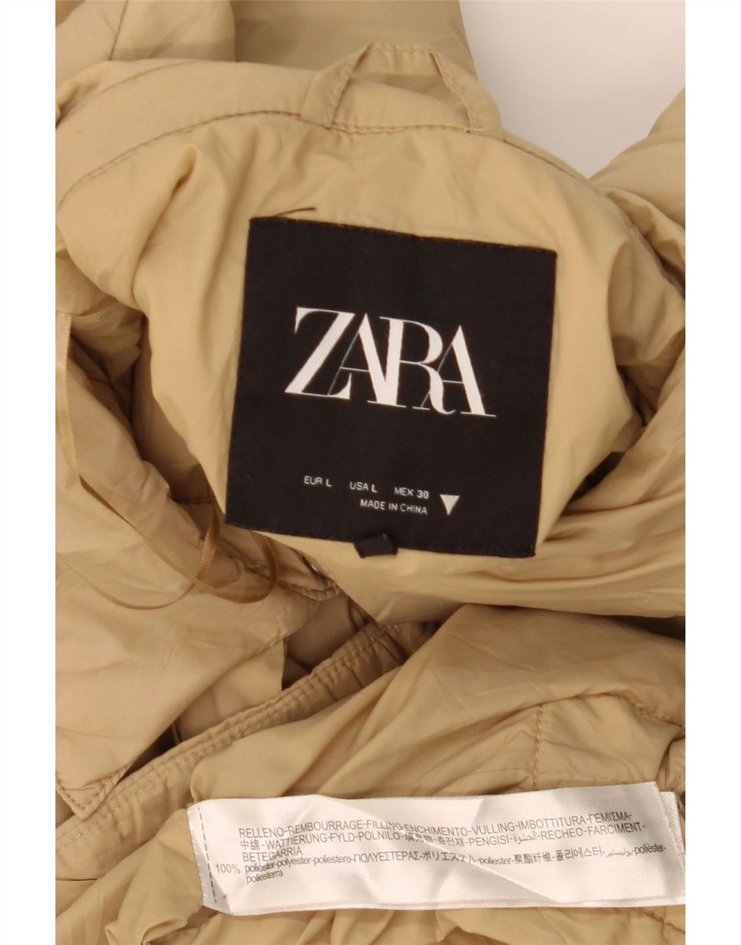 Zara Womens Overcoat UK 16 Large Beige Polyester