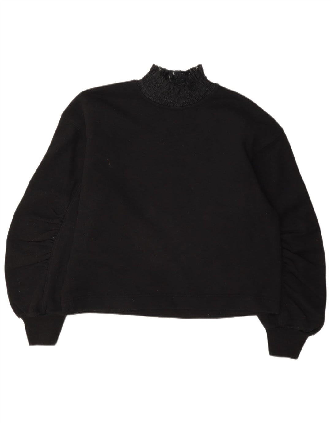 Zara Womens Long Sleeve Oversized Blouse Top UK 10 Small Black Cotton