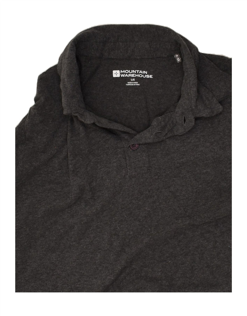 MOUNTAIN WAREHOUSE Mens Long Sleeve Polo Shirt Large Grey Flecked Cotton | Vintage Mountain Warehouse | Thrift | Second-Hand Mountain Warehouse | Used Clothing | Messina Hembry 
