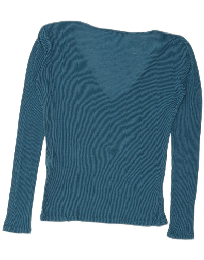ZARA Womens Top Long Sleeve UK 12 Medium Blue Lyocell Vintage Zara and Second-Hand Zara from Messina Hembry 
