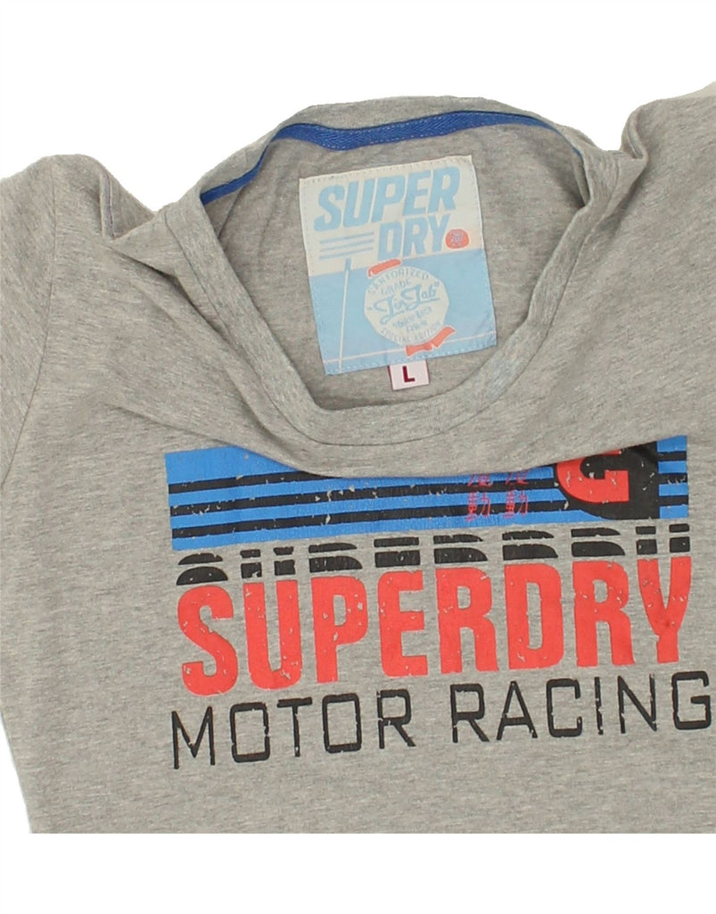 SUPERDRY Womens Graphic T-Shirt Top UK 14 Large Grey | Vintage Superdry | Thrift | Second-Hand Superdry | Used Clothing | Messina Hembry 