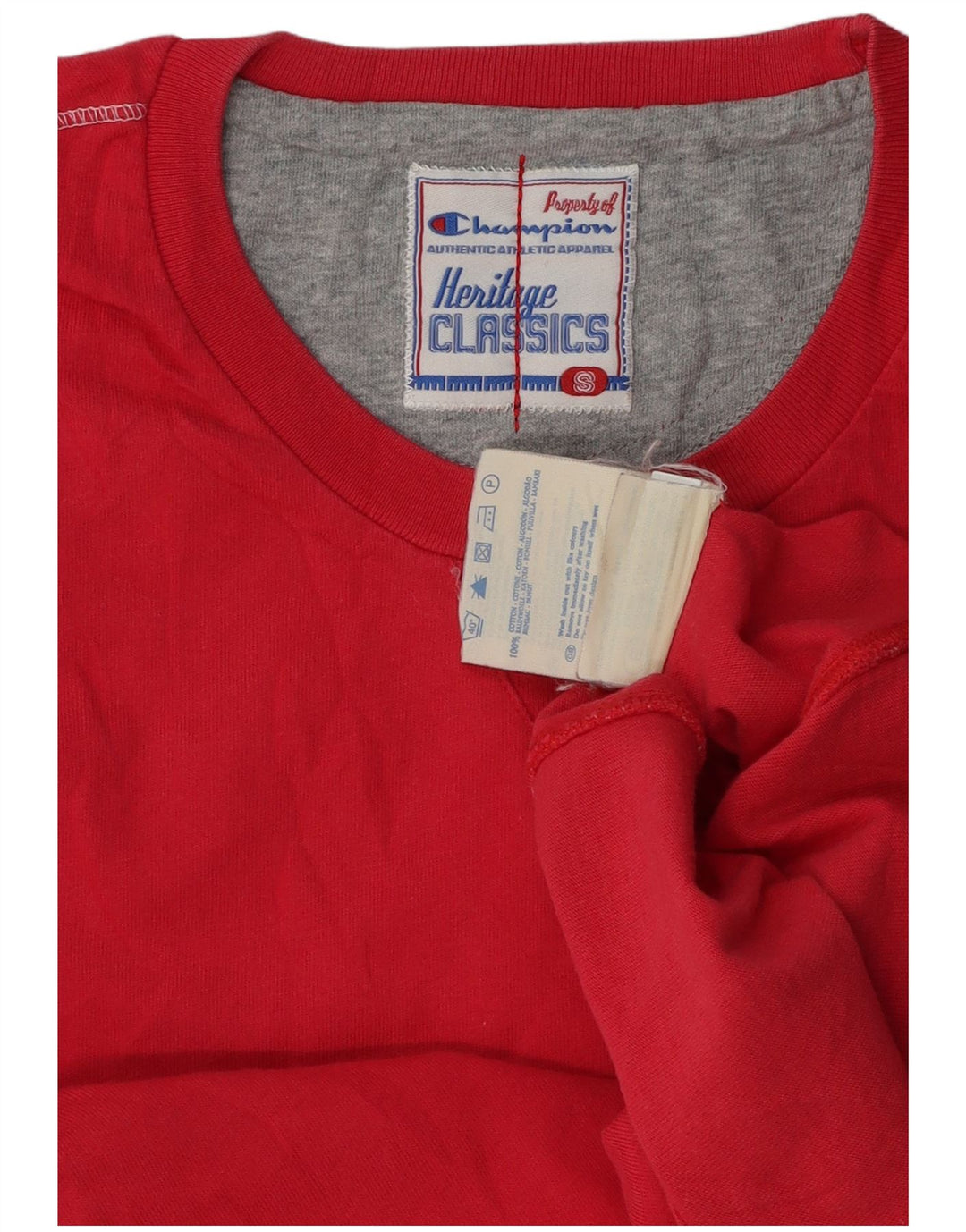 Champion Womens Heritage Classics T-Shirt Top UK 10 Small Red Cotton