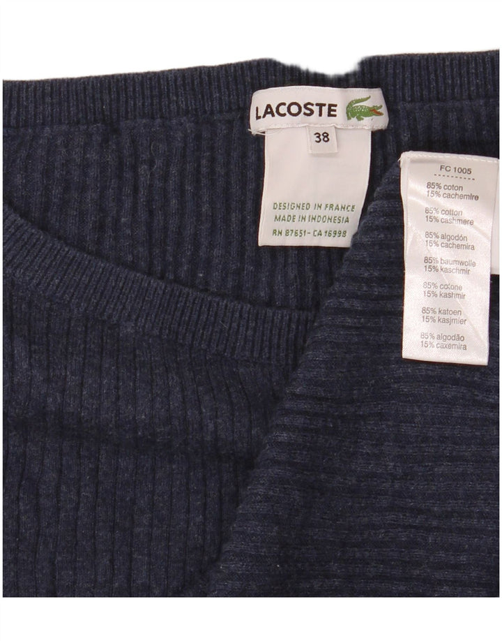 Lacoste Womens 3/4 Sleeve Boat Neck Jumper Sweater Size 38 Medium Navy Blue