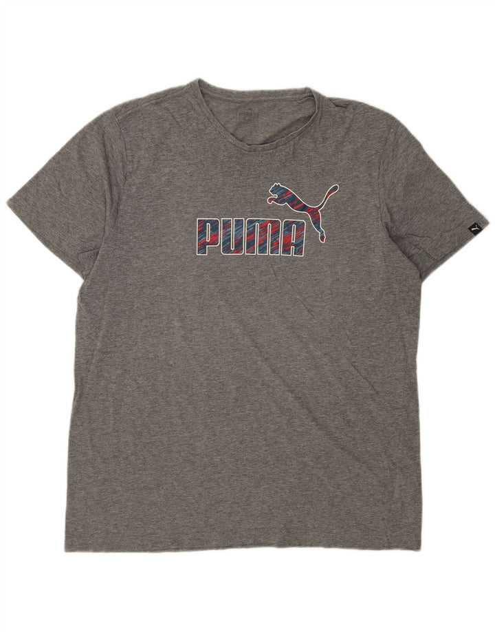 Puma Mens Graphic T-Shirt Top Large Grey Flecked Cotton