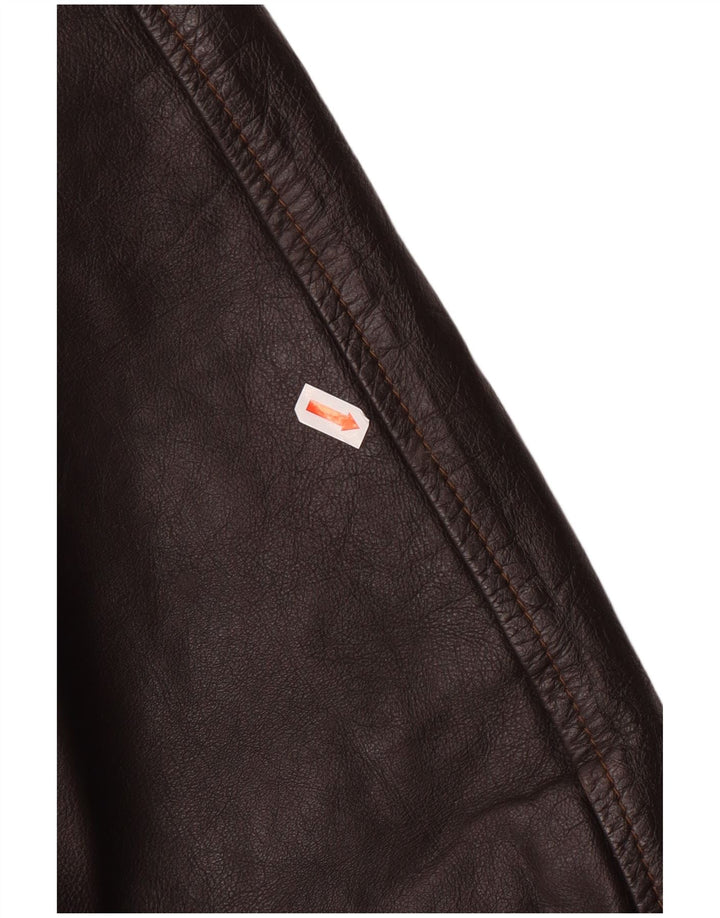 VINTAGE Mens Leather Jacket UK 42 XL Brown Leather