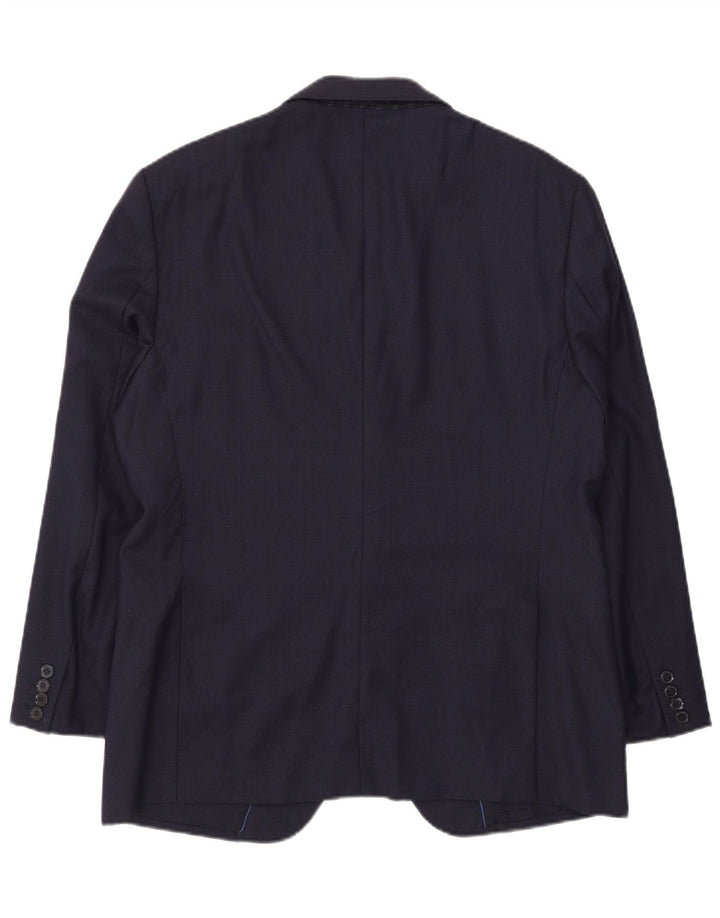 Massimo Dutti Mens 2 Button Blazer Jacket EU 54 XL Navy Blue Wool