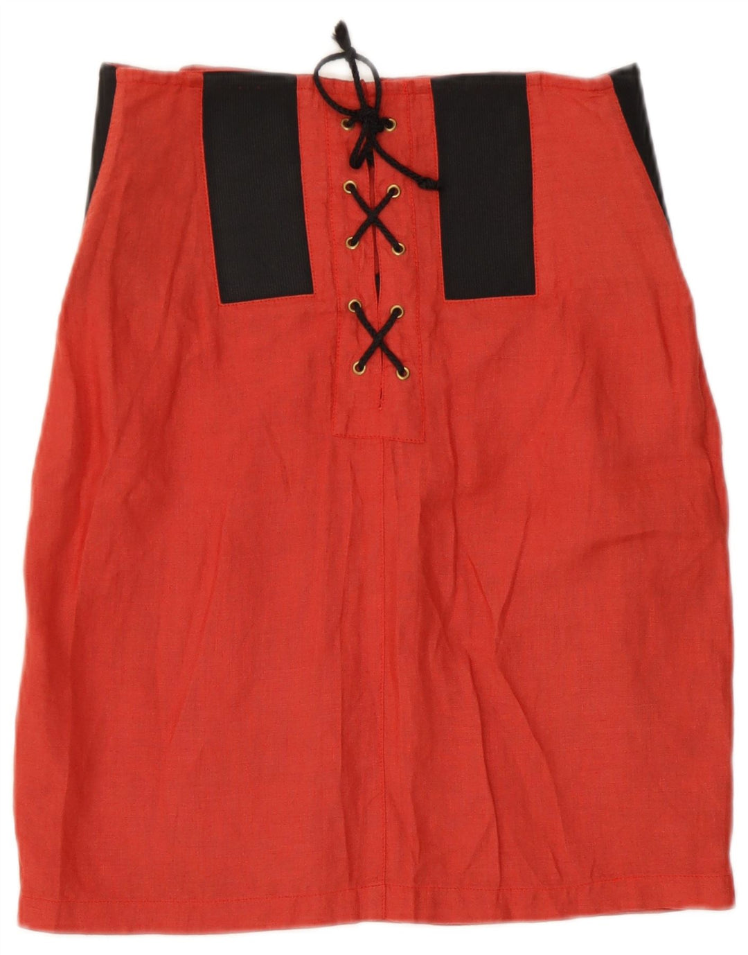 Vintage Womens 2 Piece Skirt Set IT 44 Medium W26  Red Colourblock Linen