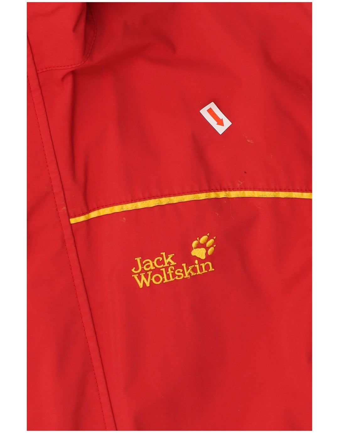 JACK WOLFSKIN Boys Graphic Hooded Rain Jacket 13-14 Years Red Polyamide