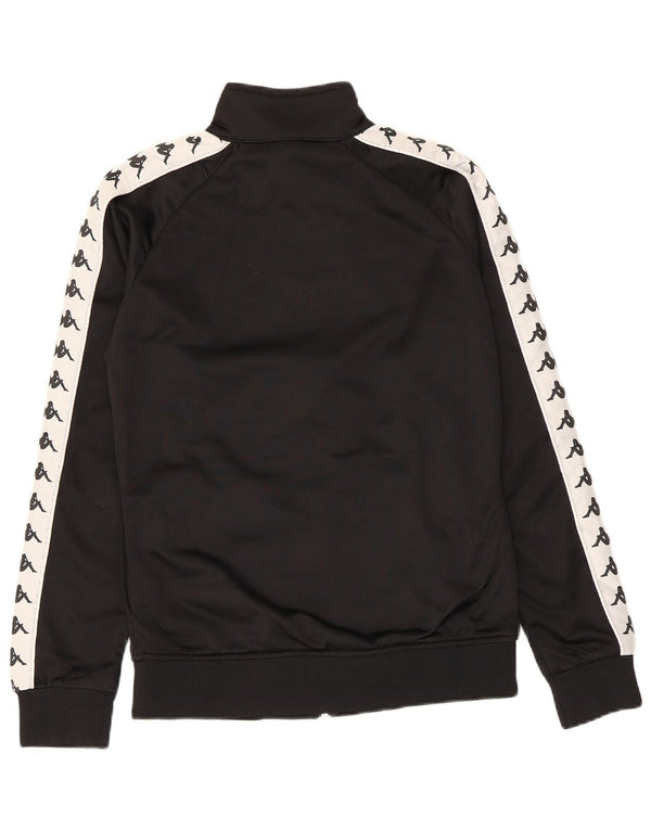 Kappa Womens Graphic Tracksuit Top Jacket UK 16 Large Black Colourblock