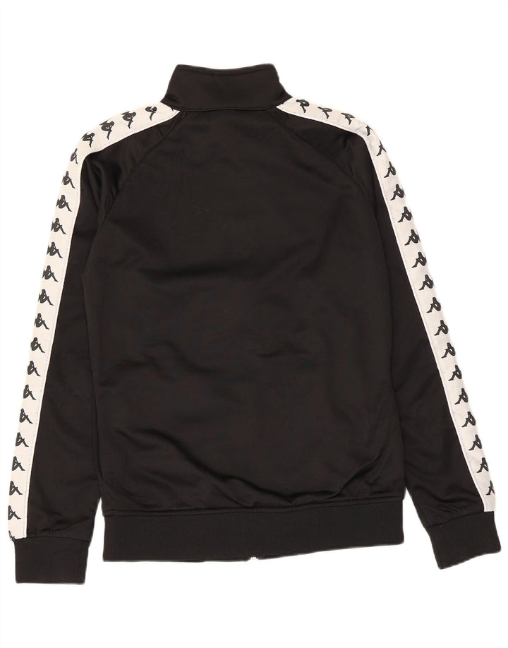 Kappa Womens Graphic Tracksuit Top Jacket UK 16 Large Black Colourblock
