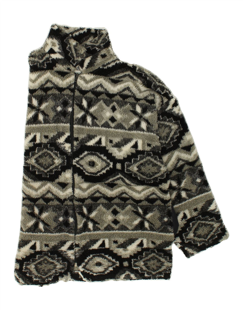 VINTAGE Mens Fleece Jacket UK 42 XL Grey Fair Isle | Vintage Vintage | Thrift | Second-Hand Vintage | Used Clothing | Messina Hembry 