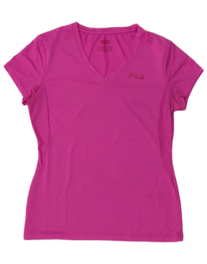 Fila Womens T-Shirt Top UK 12 Medium Pink Polyester