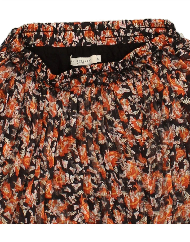 VINTAGE Womens Tiered Skirt Small W26  Orange Floral Polyester | Vintage Vintage | Thrift | Second-Hand Vintage | Used Clothing | Messina Hembry 