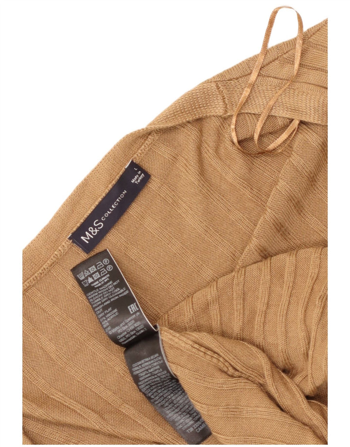 Marks & Spencer Womens Longline Cardigan Sweater UK 16 Large Brown