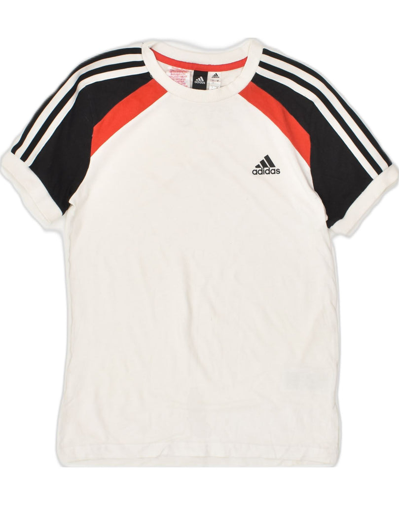 ADIDAS Boys Graphic T-Shirt Top 11-12 Years White Colourblock Cotton | Vintage Adidas | Thrift | Second-Hand Adidas | Used Clothing | Messina Hembry 