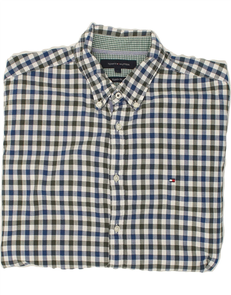 TOMMY HILFIGER Mens Regular Fit Shirt XL Green Check Cotton | Vintage Tommy Hilfiger | Thrift | Second-Hand Tommy Hilfiger | Used Clothing | Messina Hembry 