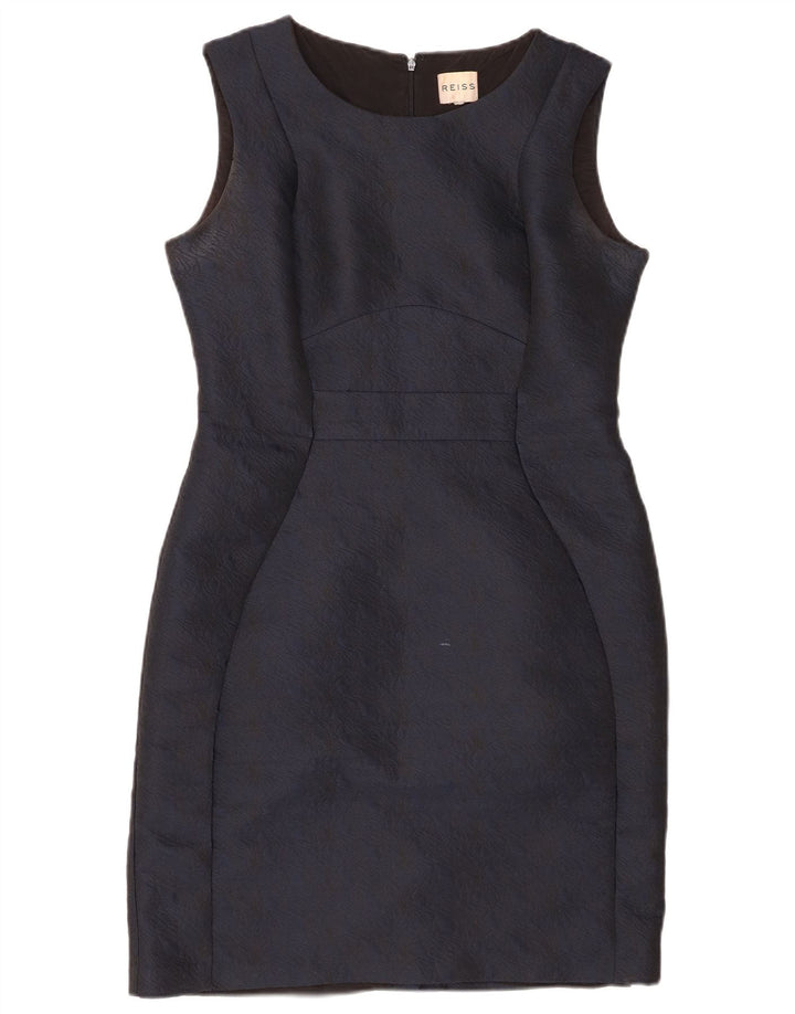 REISS Womens Sleeveless Sheath Dress UK 14 Medium Navy Blue Polyester