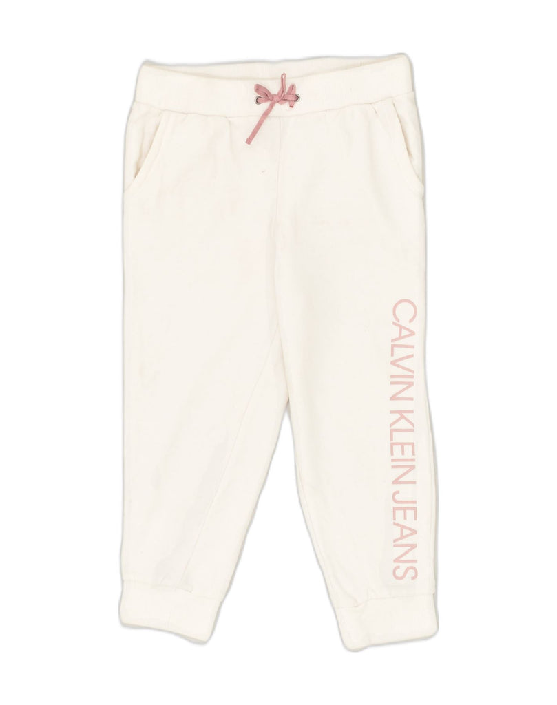 CALVIN KLEIN Girls Graphic Tracksuit Trousers Joggers 10-11 Years M White | Vintage Calvin Klein | Thrift | Second-Hand Calvin Klein | Used Clothing | Messina Hembry 