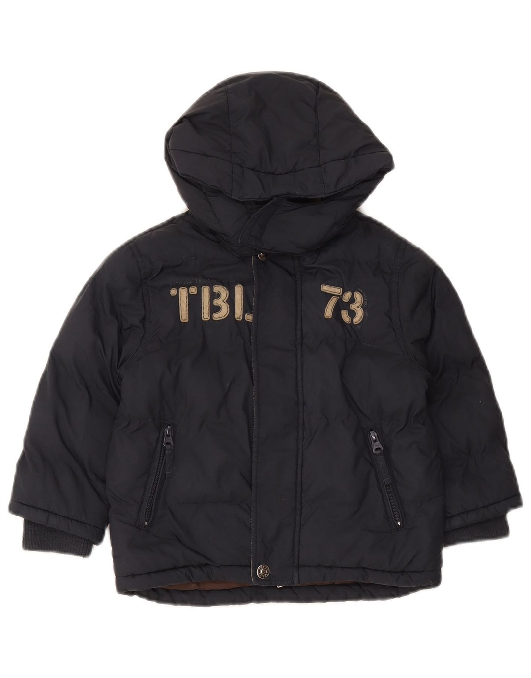 Timberland Boys Graphic Hooded Padded Jacket 3-4 Years Navy Blue Polyester