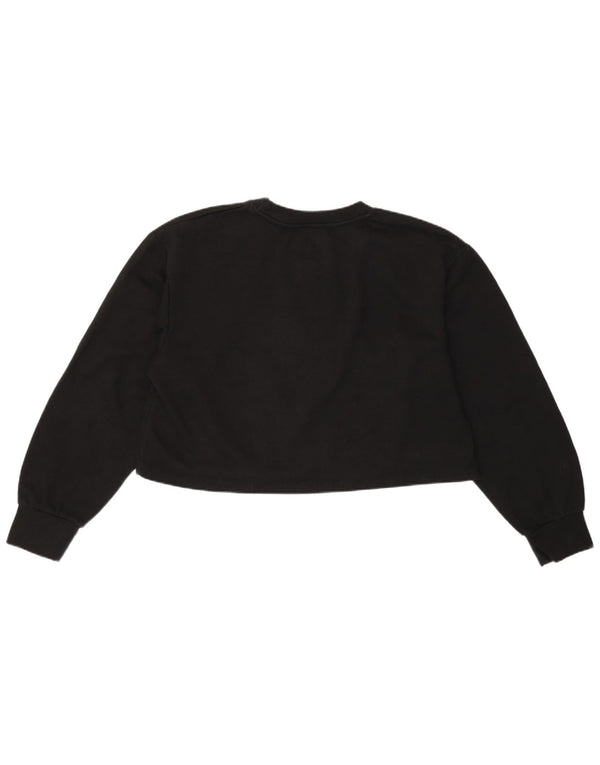 Zara Womens Crop Loose Fit Top Long Sleeve UK 14 Large Black