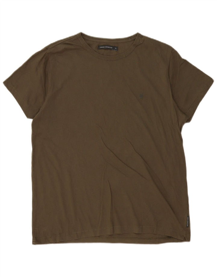 French Connection Mens T-Shirt Top XL Khaki Cotton
