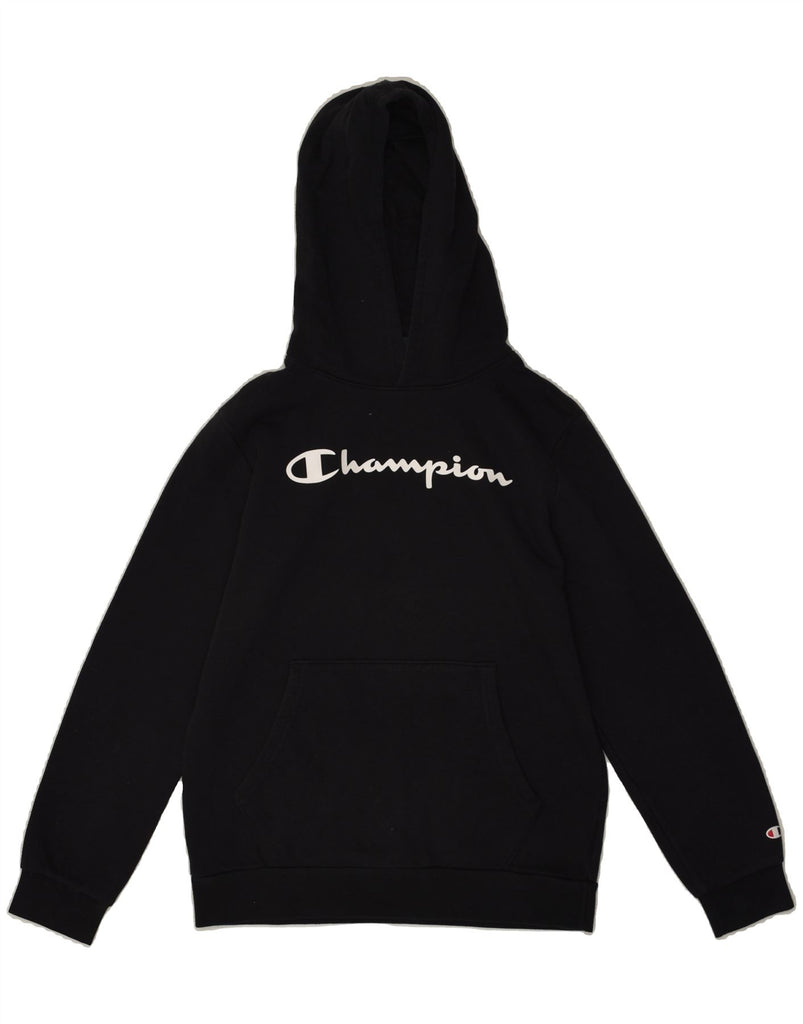 CHAMPION Boys Graphic Hoodie Jumper 13-14 Years XL Black Cotton | Vintage Champion | Thrift | Second-Hand Champion | Used Clothing | Messina Hembry 