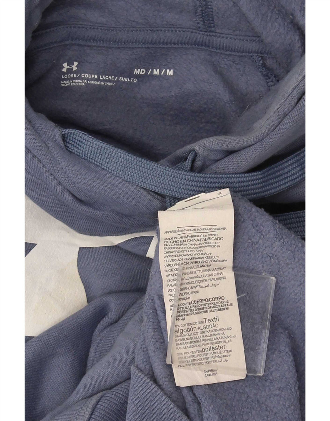Under Armour Mens Graphic Hoodie Jumper Medium Blue Cotton