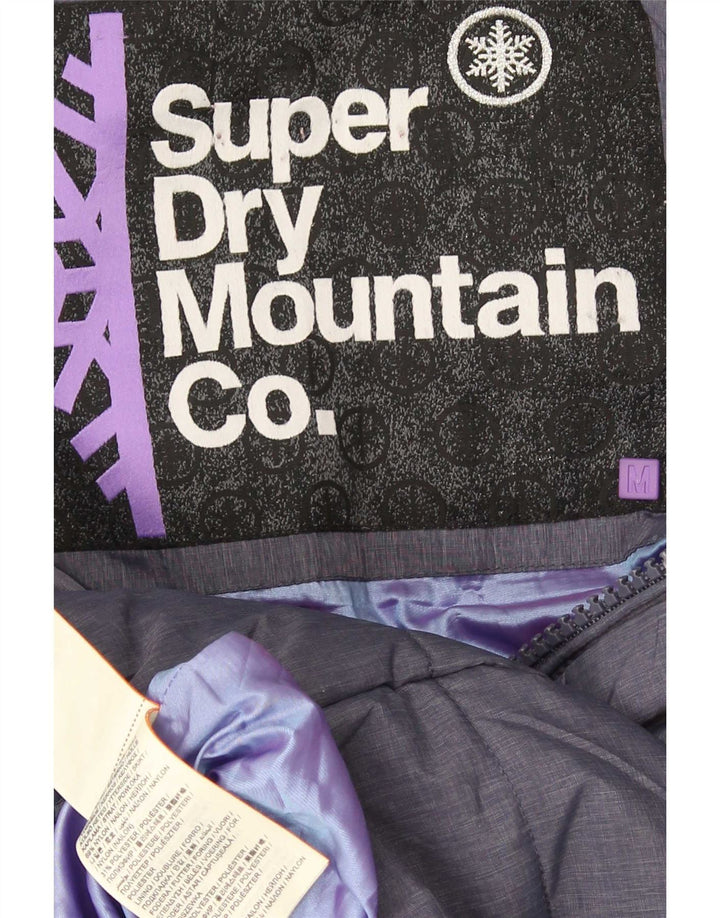 Superdry Womens Hooded Padded Jacket UK 14 Medium Blue Nylon