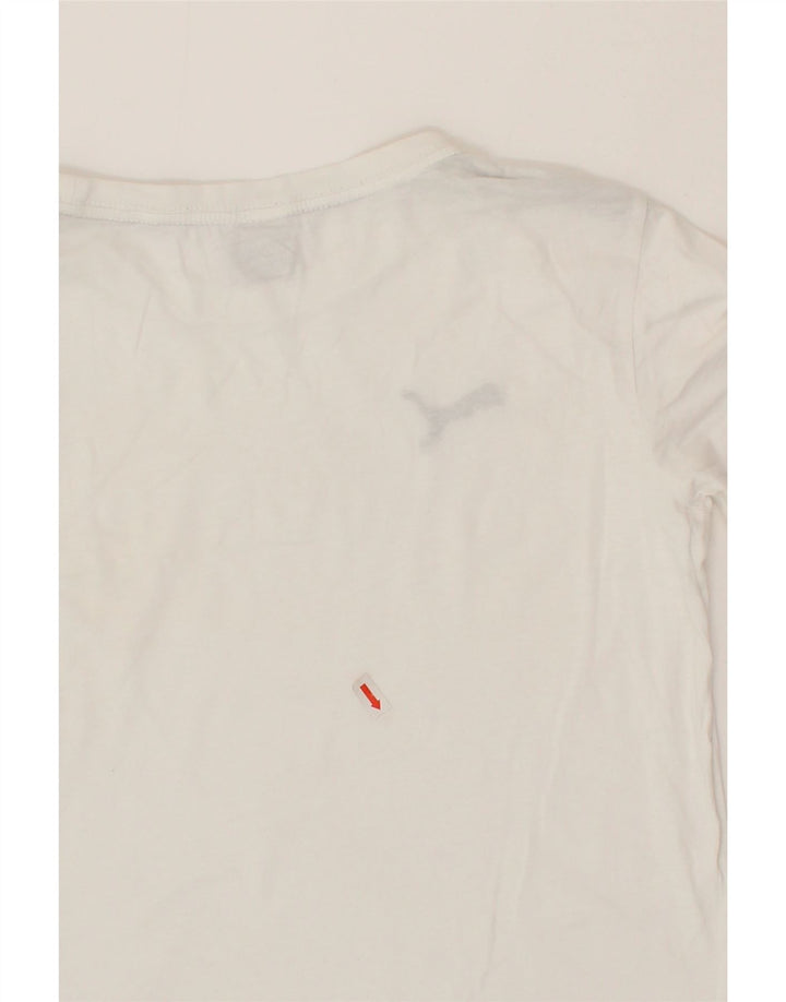 PUMA Girls T-Shirt Top 11-12 Years White Cotton Vintage Puma and Second-Hand Puma from Messina Hembry 