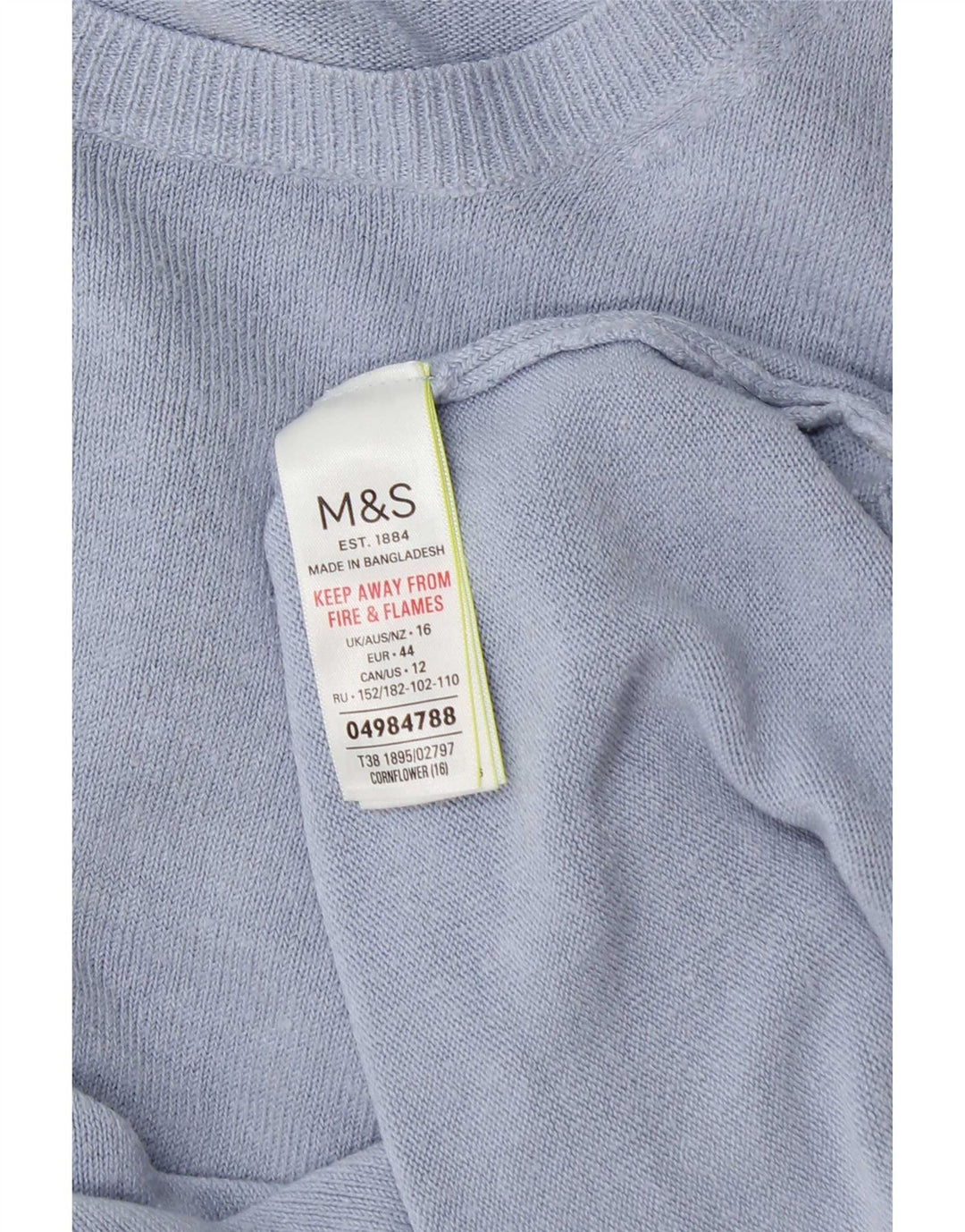 Marks & Spencer Womens Boat Neck Jumper Sweater UK 16 Large Blue