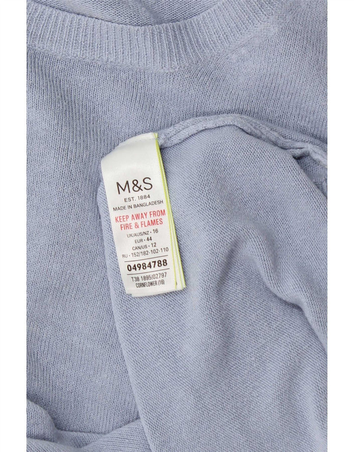 Marks & Spencer Womens Boat Neck Jumper Sweater UK 16 Large Blue